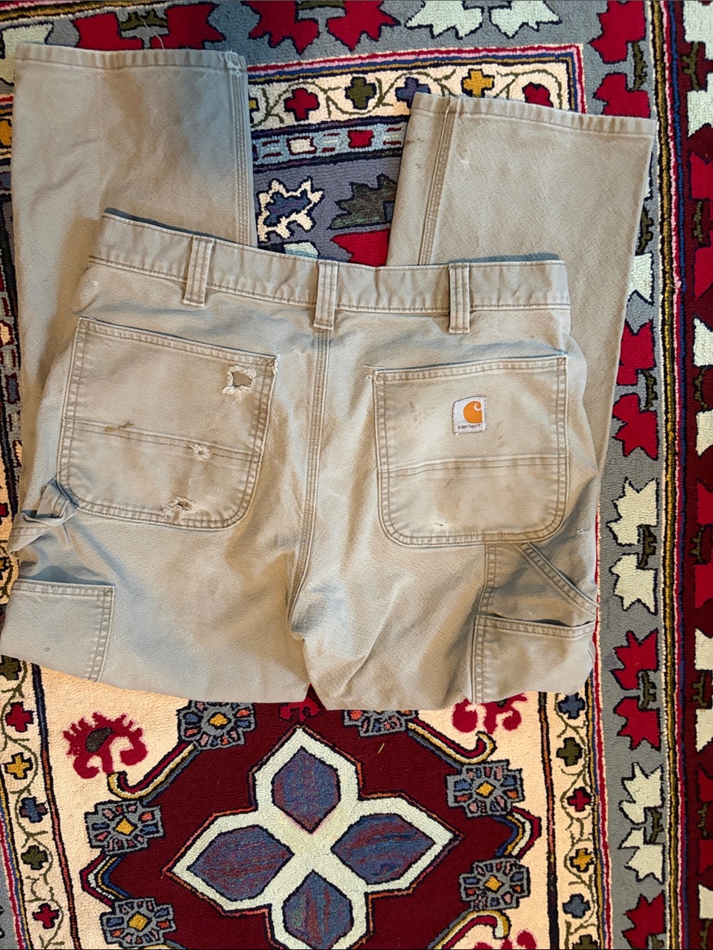 Thrashed Carhartt relaxed fit work pants khaki 34 30
